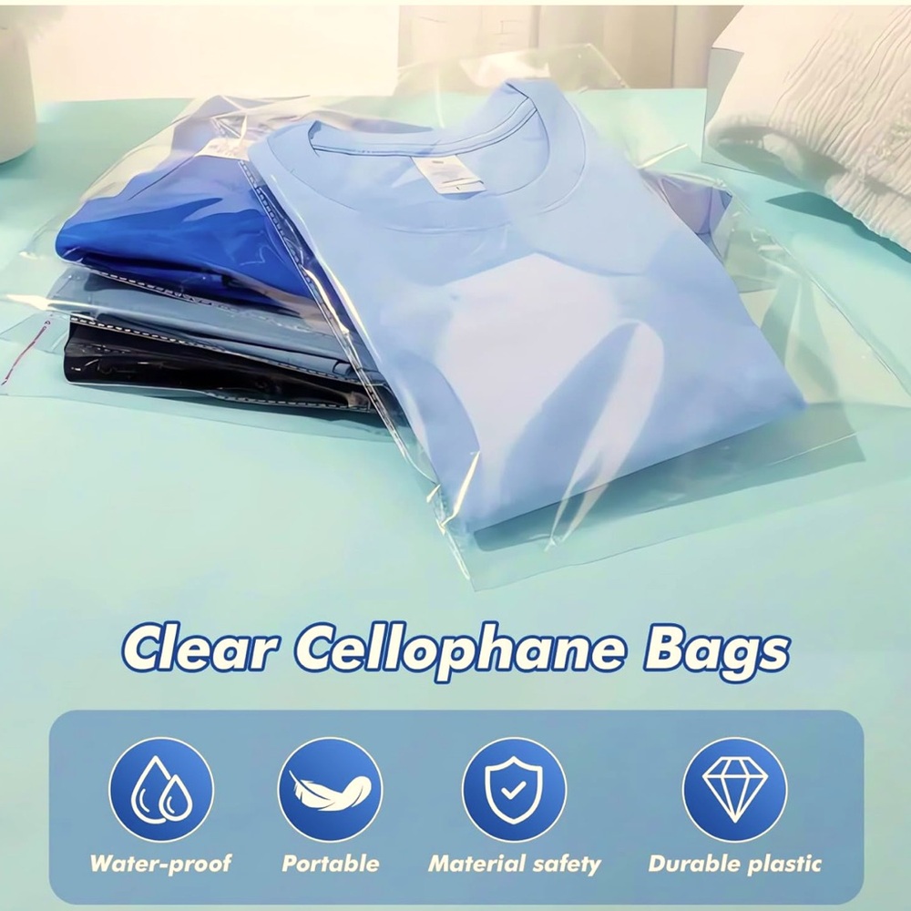 25 count Clear Cellophane Bags Self Adhesive   12 x 16 New Shipping Supply